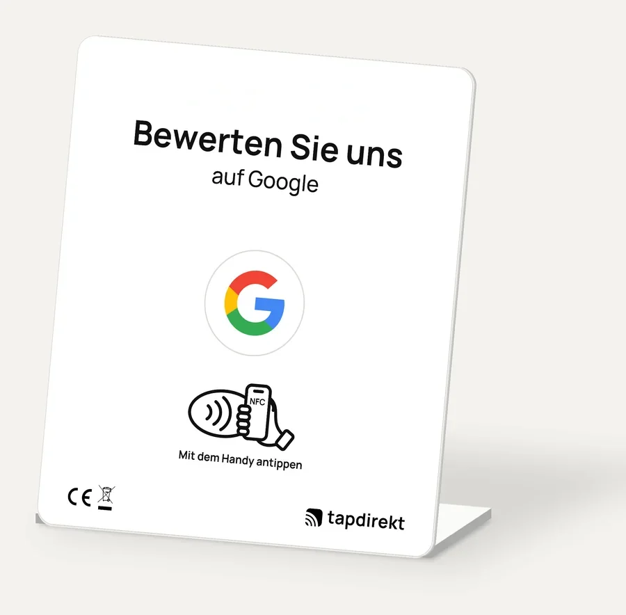 Google-Bewertung, Aufsteller weiß