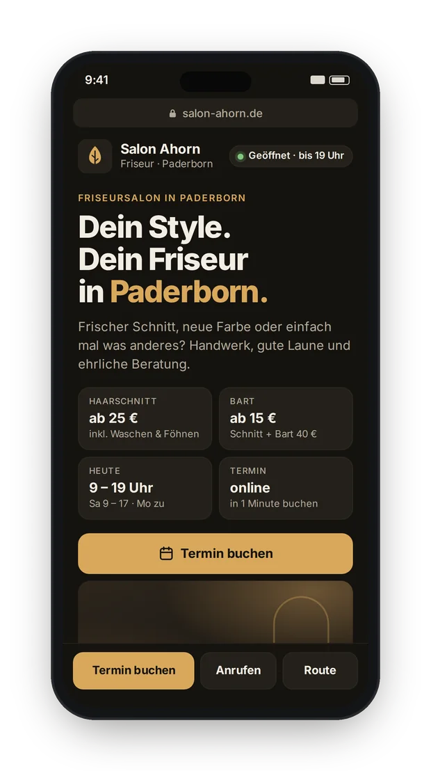 Beispiele: Website und digitale Speisekarte für erfundene Betriebe